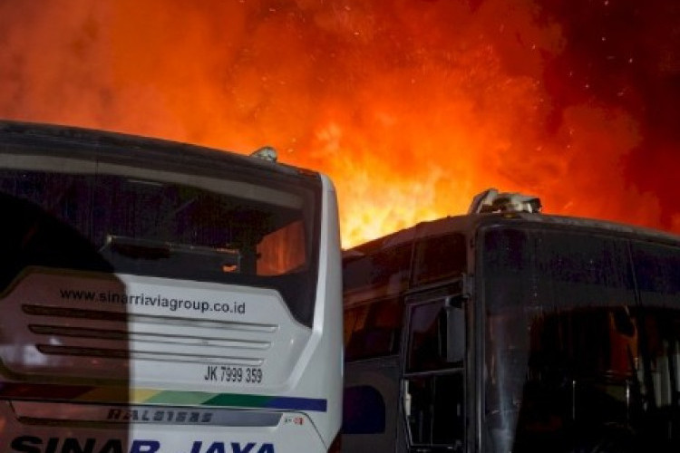 Kebakaran Pangkalan Bus di Cikarang: 50 Unit Bus Sinar Jaya Ludes Terbakar dan Tidak Ada Korban