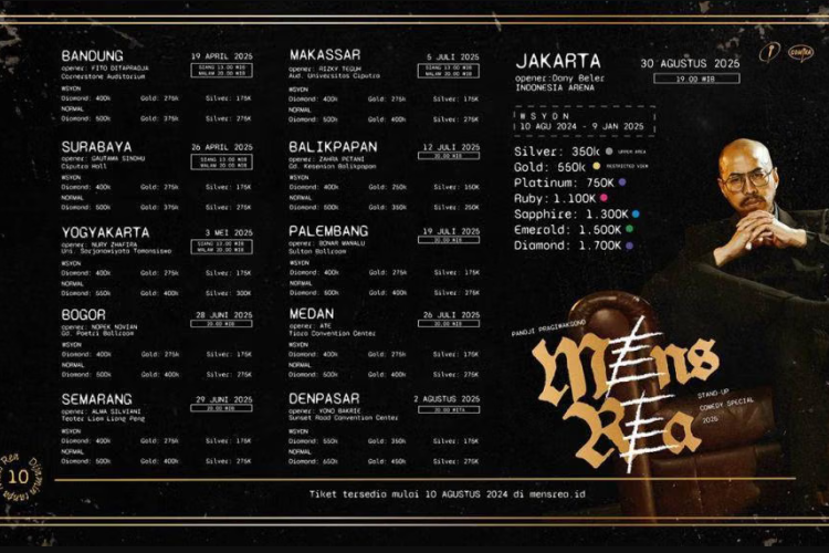Daftar Harga Tiket Mens Rea Pandji Pragiwaksono 2026, Link Beli Hingga Panduan Lengkap Disini!