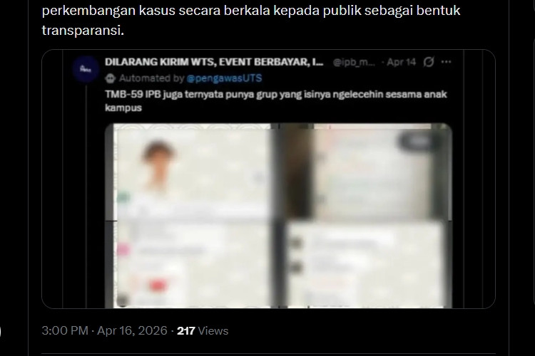 Viral Dugaan Pelecehan Seksual Grup di Chat Mahasiswa Teknik IPB, Kampus Lakukan Investigasi, Begini Hasilnya! 