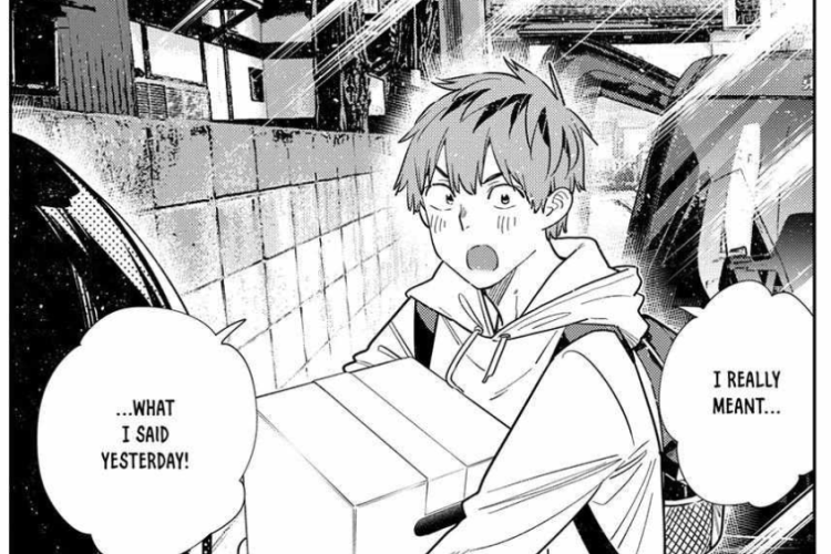 Spoilers le Manga Kanojo, Okarishimasu (Rent A Girlfriend) Chapitre 386 Scan VF, Le baiser de Chizuru à Kazuya